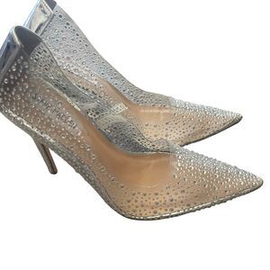 Steve Madden Women's 6.5 Rhinestone Clear Pointed Toe‎ 4.5 In Heels